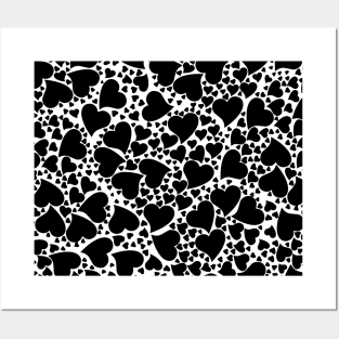 Valentine pattern hearts black Posters and Art